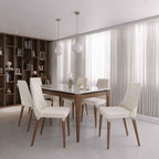 Conjunto de Jantar Mesa Retangular com Vidro Addar 6 Cadeiras Loren - Província - Mesa 6 Cadeiras