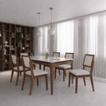 Conjunto de Jantar Mesa Retangular com Vidro Addar 6 Cadeiras Saga - Província - Mesa 6 Cadeiras