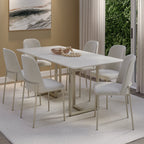 Conjunto de Jantar Mesa Retangular com Vidro Arcádia 6 Cadeiras Lucille Off White com Champanhe - Província - 