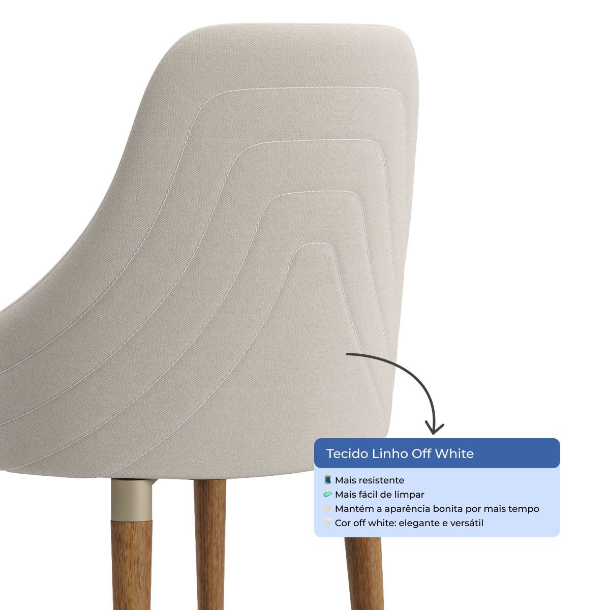 Conjunto de Jantar Mesa Retangular com Vidro Lintz 6 Cadeiras Evelyn Canella Off White - Província - 