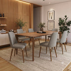 Conjunto de Jantar Mesa Retangular Harmony 6 Cadeiras Giratórias Dakota - Província - Mesa 6 Cadeiras