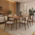 Conjunto de Jantar Mesa Retangular Harmony 6 Cadeiras Saga Canella Linho Off White - Província - 