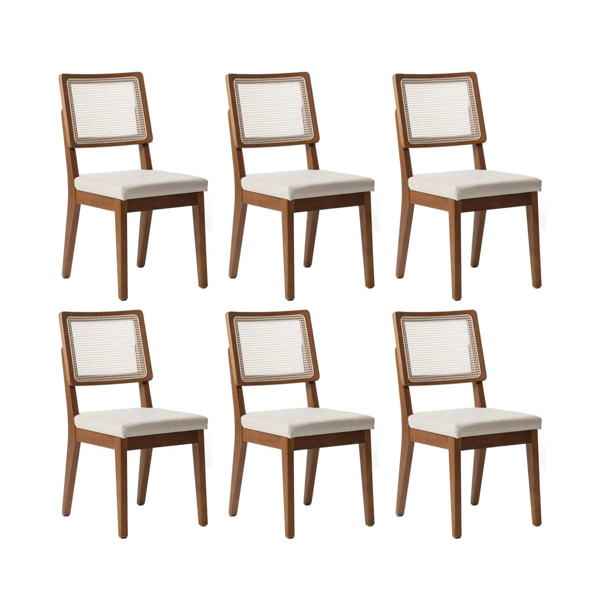 Conjunto de Jantar Mesa Retangular Harmony 6 Cadeiras Saga Canella Linho Off White - Província - 