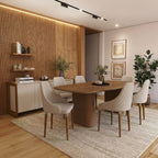 Conjunto de Jantar Mesa Retangular Lintz 6 Cadeiras Evelyn Canella Off White - Província - 