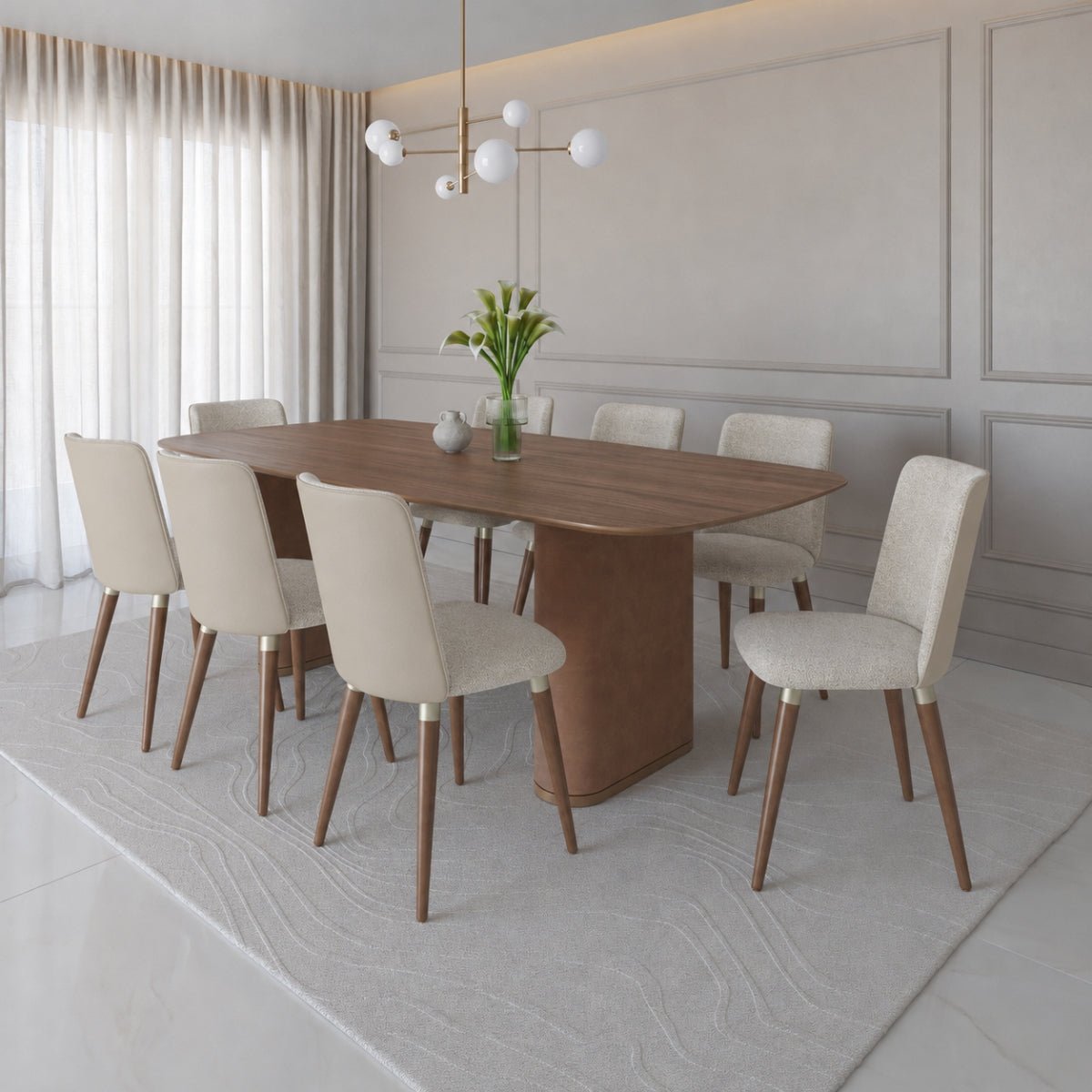 Conjunto de Jantar Mesa Retangular Lintz 8 Cadeiras Dakota - Província - Mesa 8 Cadeiras