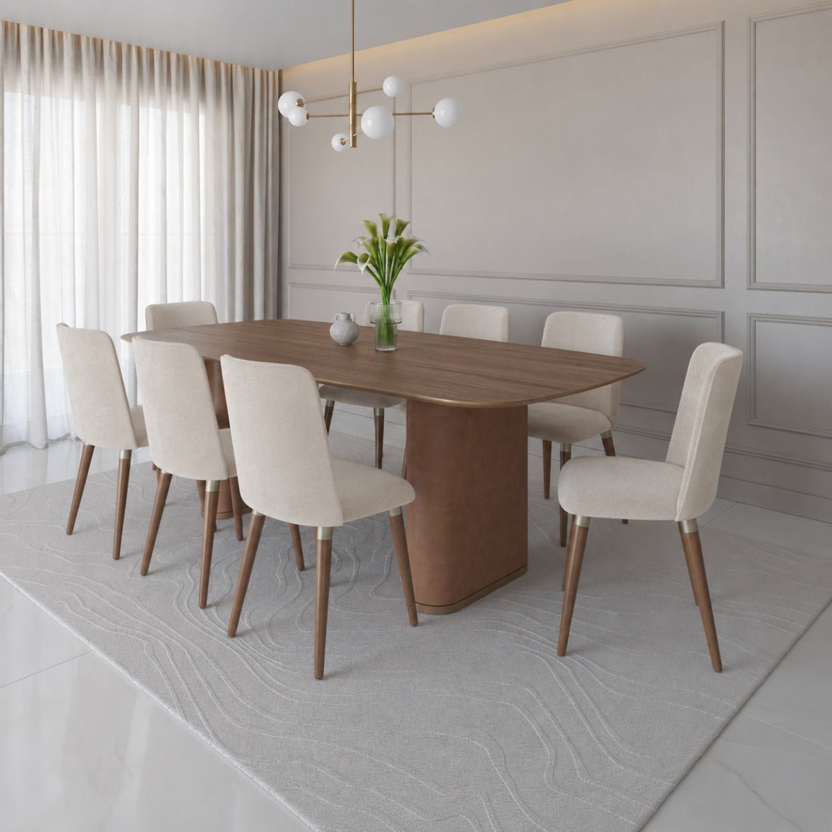 Conjunto de Jantar Mesa Retangular Lintz 8 Cadeiras Dakota - Província - Mesa 8 Cadeiras