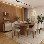 Conjunto de Jantar Mesa Retangular Lintz 8 Cadeiras Evelyn Canella Off White - Província - 