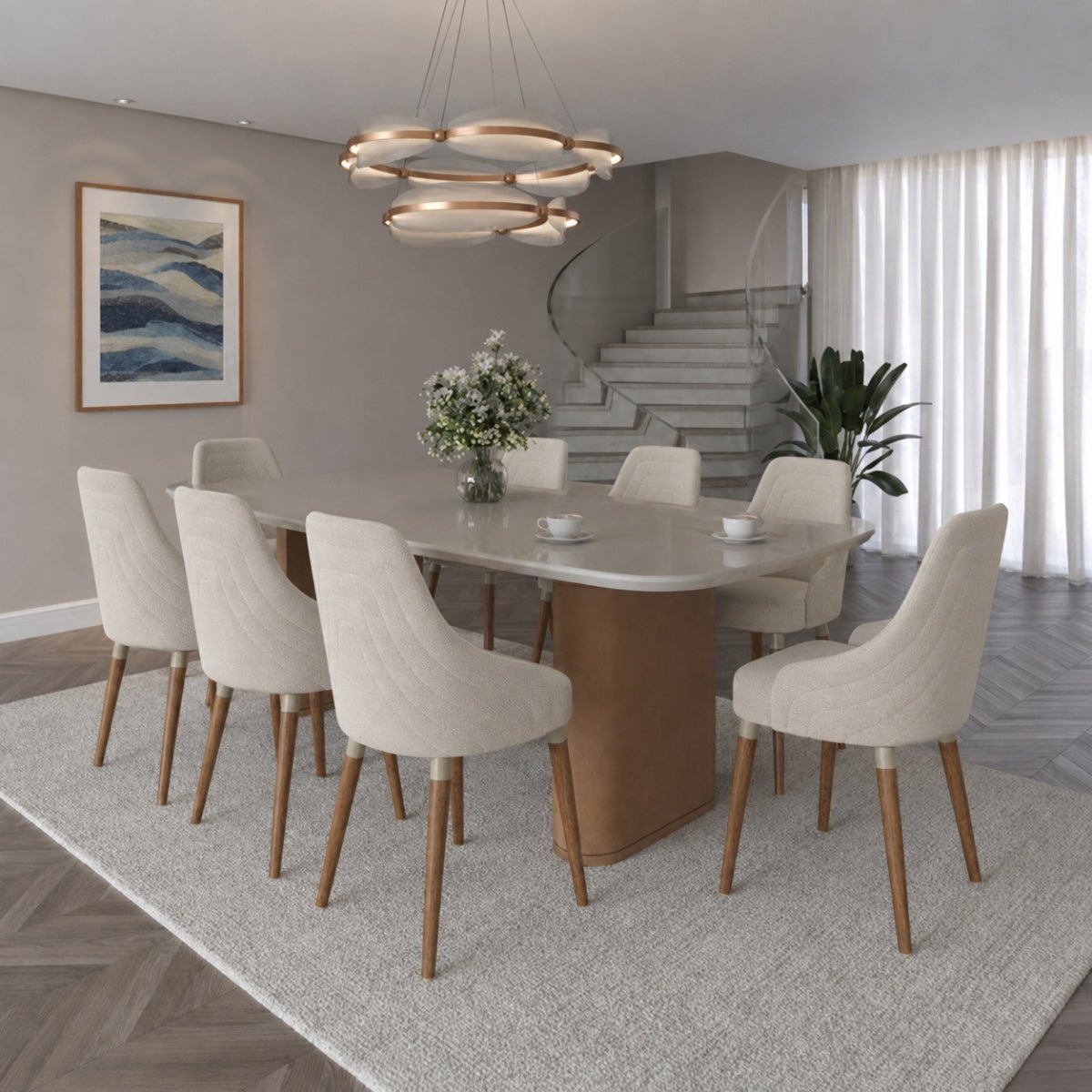 Conjunto de Jantar Mesa Retangular Lintz 8 Cadeiras Evelyn - Província - Mesa 8 Cadeiras