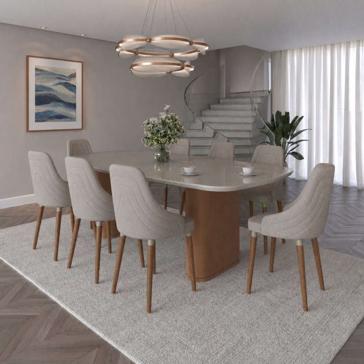 Conjunto de Jantar Mesa Retangular Lintz 8 Cadeiras Evelyn - Província - Mesa 8 Cadeiras