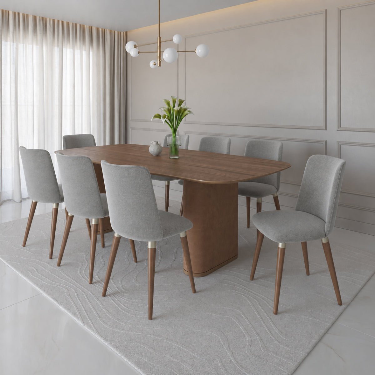 Conjunto de Jantar Mesa Retangular Lintz 8 Cadeiras Giratórias Dakota - Província - Mesa 8 Cadeiras