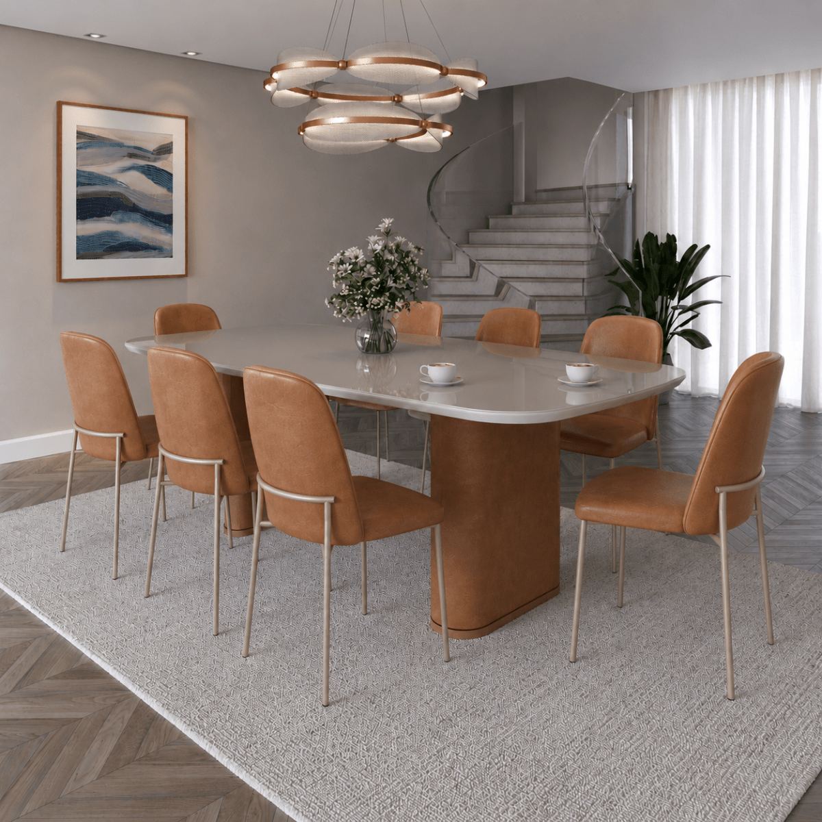 Conjunto de Jantar Mesa Retangular Lintz 8 Cadeiras Lucille - Província - Mesa 8 Cadeiras