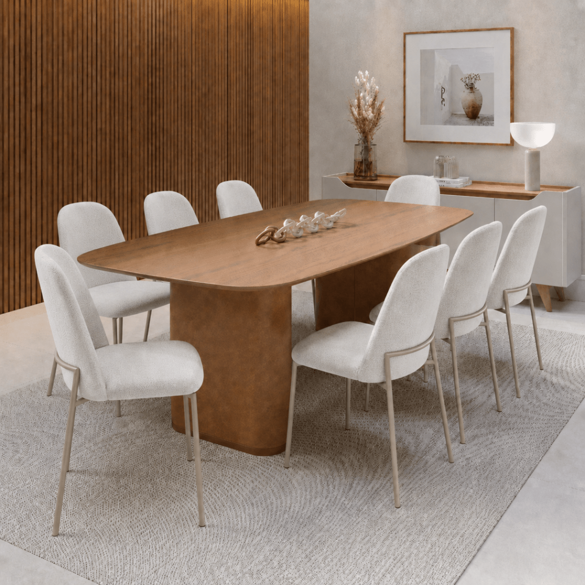 Conjunto de Jantar Mesa Retangular Lintz 8 Cadeiras Lucille - Província - Mesa 8 Cadeiras