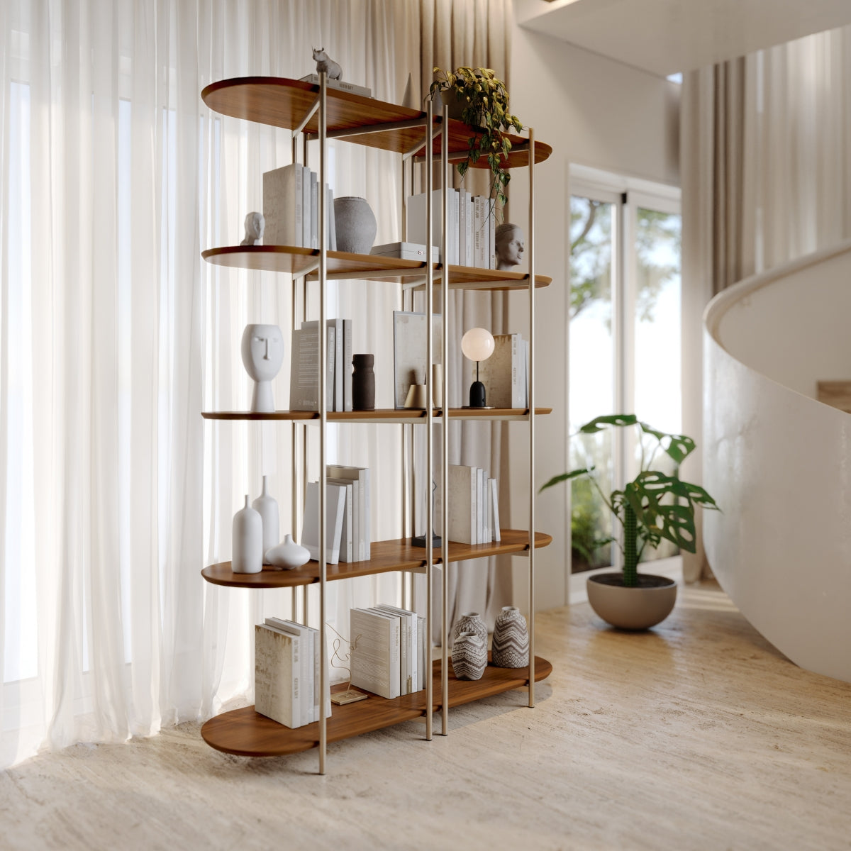 Estante 5 Prateleiras Aço com MDF Enya 135cm