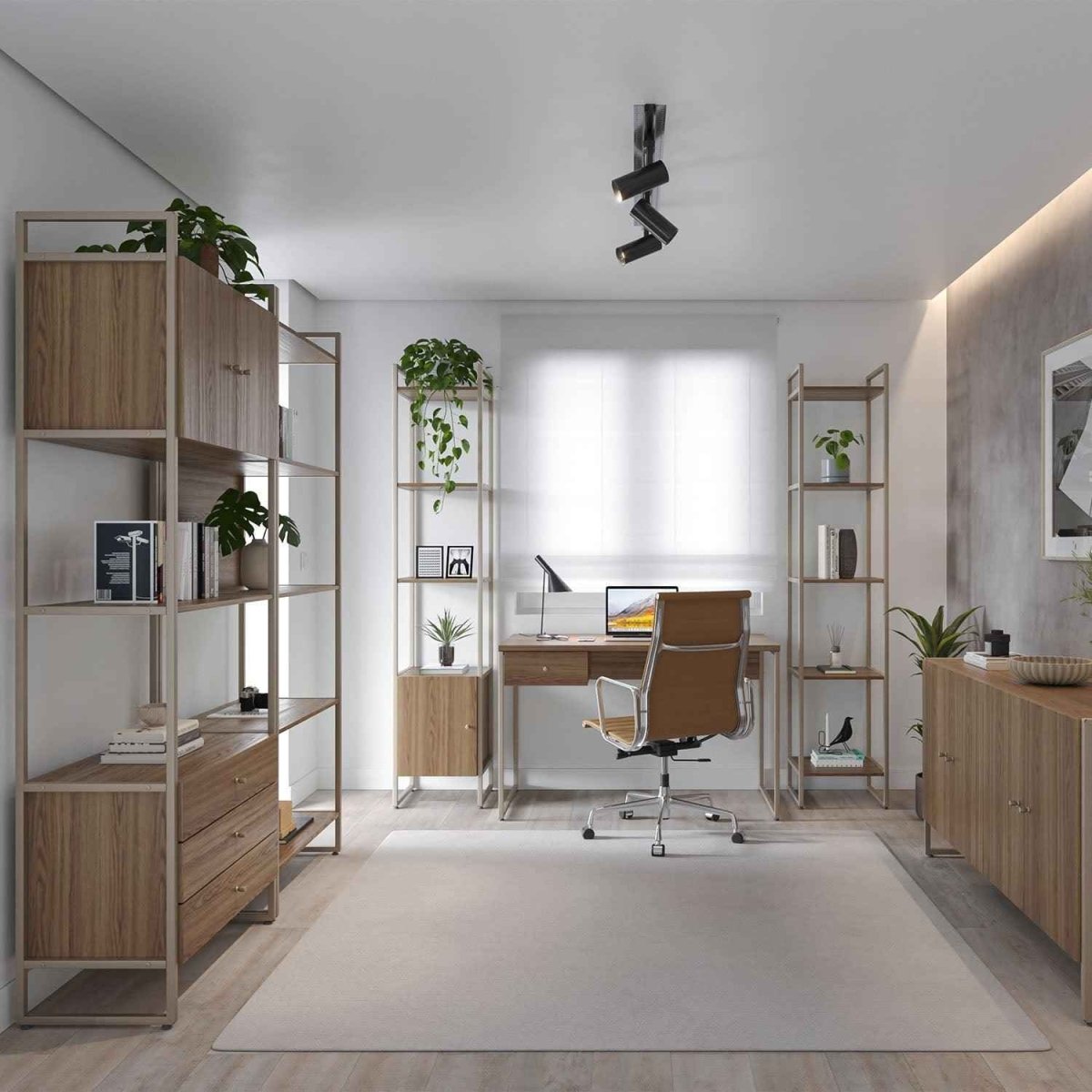 Escrivaninha com 1 Gaveta Voss 120 cm - Freijó c/ Champanhe - Província - Escrivaninhas