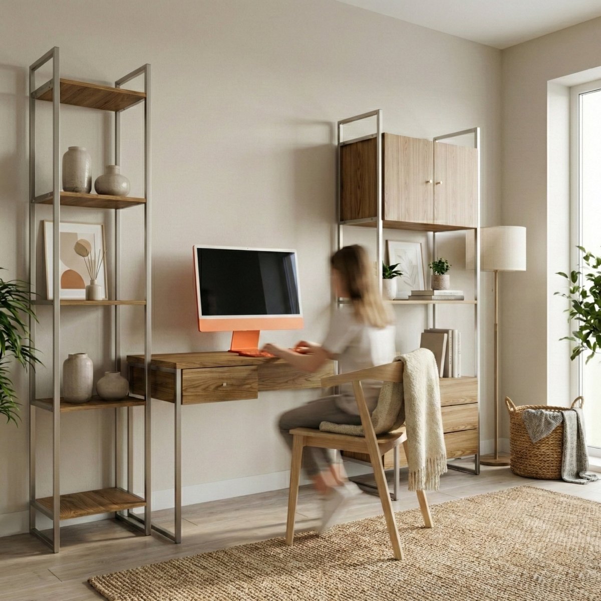 Escrivaninha com 1 Gaveta Voss 120 cm - Freijó c/ Champanhe - Província - Escrivaninhas