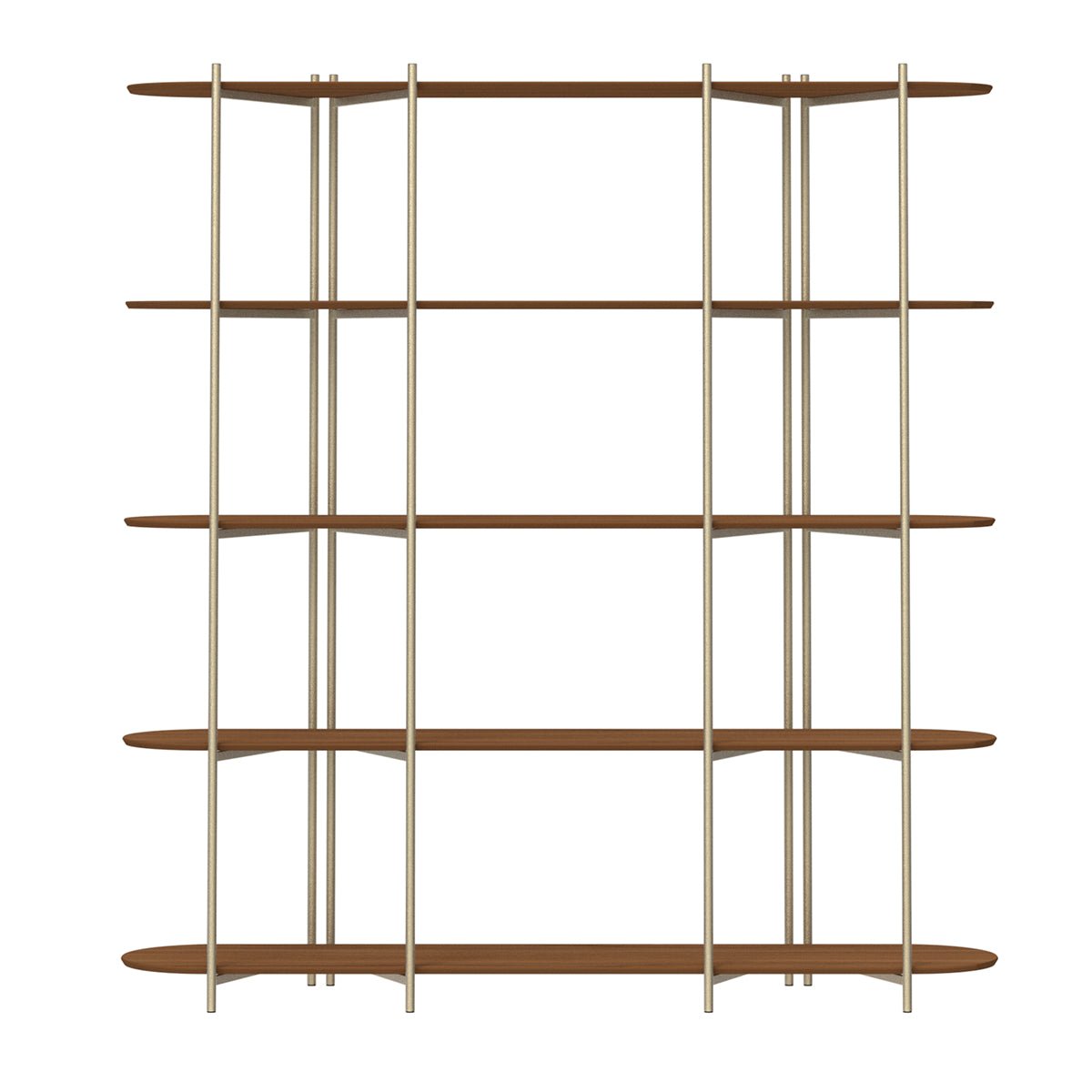 Estante 5 Prateleiras Aço com MDF Enya 180cm Canella com Champanhe - Província - Estante