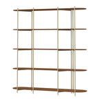 Estante 5 Prateleiras Aço com MDF Enya 180cm Canella com Champanhe - Província - Estante