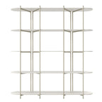 Estante 5 Prateleiras Aço com MDF Enya 180cm Off - White Fosco com Champanhe - Província - Estante