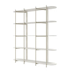 Estante 5 Prateleiras Aço com MDF Enya 180cm Off - White Fosco com Champanhe - Província - Estante