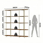 Estante 5 Prateleiras Aço com MDF Enya 180cm Off - White Fosco com Champanhe - Província - Estante