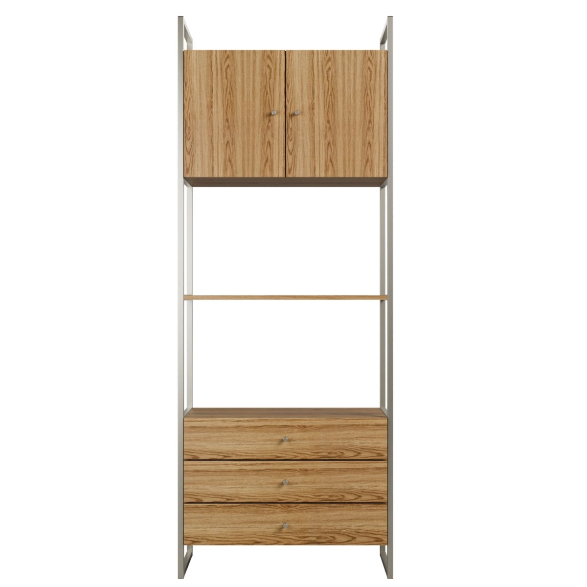 Estante com 3 Gavetas 2 Portas Voss 75cm Freijó com Champanhe