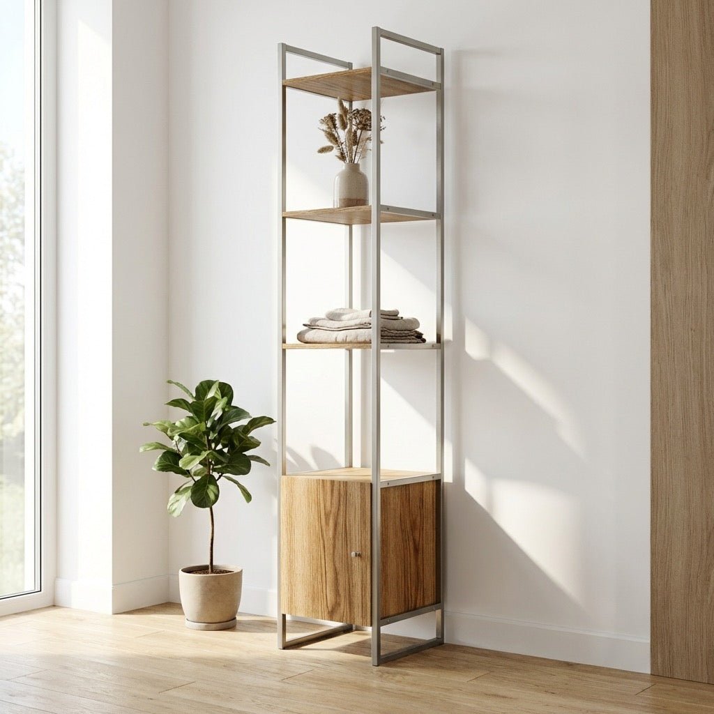 Estante com 3 Prateleiras 1 Porta Voss 40cm Freijó com Champanhe - Província - Estante