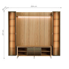 Estante para TV até 75 Polegadas com 2 Cristaleiras Vidro Reflecta 100% MDF com Led Lincoln Float 254cm - Província - Rack com painel
