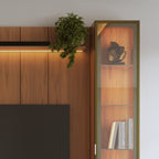 Estante para TV até 75 Polegadas com 2 Cristaleiras Vidro Reflecta 100% MDF com Led Lincoln Float 254cm - Província - Rack com painel