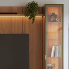 Estante para TV até 75 Polegadas com 2 Cristaleiras Vidro Reflecta 100% MDF com Led Neon Float 254cm - Província - Rack com painel