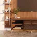 Estante para TV até 75 Polegadas Vidro Reflecta com Prateleiras 100% MDF com Led Lincoln Float 254cm - Província - Rack com painel