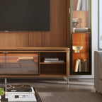 Estante para TV até 85 Polegadas com 2 Cristaleiras Vidro Reflecta 100% MDF com Led Lincoln Float 291cm - Província - Rack com painel