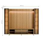 Estante para TV até 85 Polegadas com 2 Cristaleiras Vidro Reflecta 100% MDF com Led Lincoln Float 291cm - Província - Rack com painel