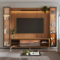 Estante para TV até 85 Polegadas com 2 Cristaleiras Vidro Reflecta 100% MDF com Led Lincoln Float 291cm - Província - Rack com painel