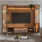 Estante para TV até 85 Polegadas com 2 Cristaleiras Vidro Reflecta 100% MDF com Led Lincoln Float 291cm - Província - Rack com painel