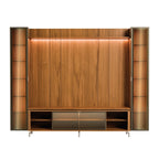 Estante para TV até 85 Polegadas com 2 Cristaleiras Vidro Reflecta 100% MDF com Led Lincoln Float 291cm - Província - Rack com painel