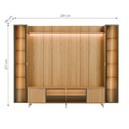 Estante para TV até 85 Polegadas com 2 Cristaleiras Vidro Reflecta 100% MDF com Led Neon Float 291cm - Província - Rack com painel