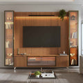 Estante para TV até 85 Polegadas com 2 Cristaleiras Vidro Reflecta 100% MDF com Led Neon Float 291cm - Província - Rack com painel