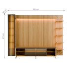 Estante para TV até 85 Polegadas com Prateleiras e Cristaleira Vidro Reflecta 100% MDF com Led Lincoln Float 291cm - Província - Rack com painel