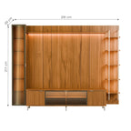 Estante para TV até 85 Polegadas com Prateleiras e Cristaleira Vidro Reflecta 100% MDF com Led Neon Float 291cm - Província - Rack com painel
