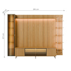 Estante para TV até 85 Polegadas com Prateleiras e Cristaleira Vidro Reflecta 100% MDF com Led Neon Float 291cm - Província - Rack com painel