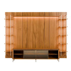Estante para TV até 85 Polegadas Vidro Reflecta com Prateleiras 100% MDF com Led Lincoln Float 291cm - Província - Rack com painel