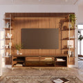 Estante para TV até 85 Polegadas Vidro Reflecta com Prateleiras 100% MDF com Led Lincoln Float 291cm - Província - Rack com painel