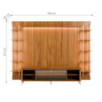 Estante para TV até 85 Polegadas Vidro Reflecta com Prateleiras 100% MDF com Led Lincoln Float 291cm - Província - Rack com painel
