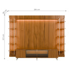 Estante para TV até 85 Polegadas Vidro Reflecta com Prateleiras 100% MDF com Led Neon Float 291cm - Província - Rack com painel