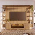 Estante para TV até 85 Polegadas Vidro Reflecta com Prateleiras 100% MDF com Led Neon Float 291cm - Província - Rack com painel