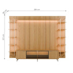 Estante para TV até 85 Polegadas Vidro Reflecta com Prateleiras 100% MDF com Led Neon Float 291cm - Província - Rack com painel