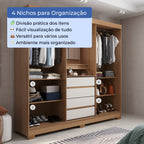 Guarda Roupa Casal com Espelho 2 Portas de Correr 4 Gavetas Ítalo Carvalho com Off-White