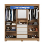 Guarda Roupa Casal com Espelho 2 Portas de Correr 4 Gavetas Ítalo Carvalho com Off-White