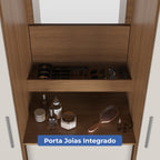 Guarda Roupa Casal com Espelho 2 Portas de Correr 4 Gavetas Ítalo Carvalho com Off-White