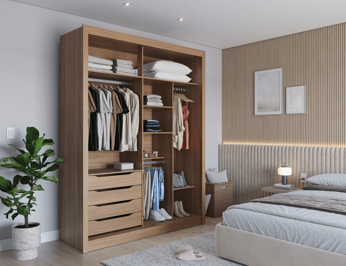 Guarda - Roupa 100% MDF Montclair 2 Portas de Correr - 186 cm - Província - Guarda - roupas